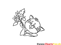 Poză de colorat pisică din desene animate - Planse de colorat gratuite de toamnă