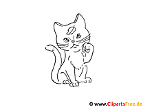 Раскраски для печати с животными - кошка Картинка для печати