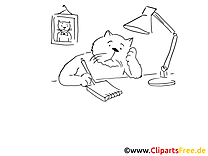 Cat writes letter coloring page