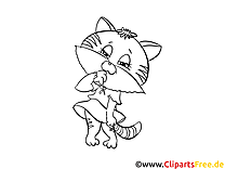 Dibujo de Niña gatita con vestido para imprimir y pintar
