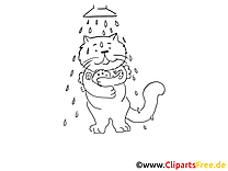 Cats don't like water picture graphic coloring page