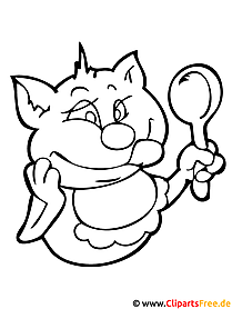 Coloring page cat with spoon