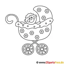Baby im Kinderwagen Ausmalbild