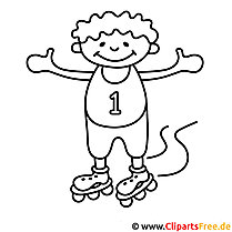 Kid on roller skates coloring page