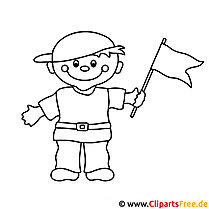 Image d'enfant avec drapeau à colorier