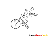 Мальчик катается на велосипеде - Бесплатные раскраски на тему осень