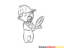 Child Detective Coloring Template Free