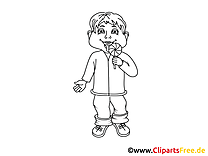 Child with lollipop image, clipart, illustration black and white for coloring