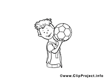 Malvorlage Kind spielt Fussball