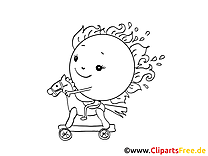 Sun on rocking horse coloring page for free