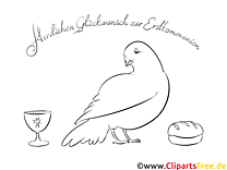 Coloring picture First Communion dove bread