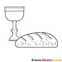 Imagem de comunhão de pão e vinho para colorir