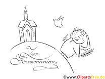 First communion coloring page church girl