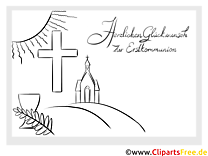First communion coloring page sun church cross