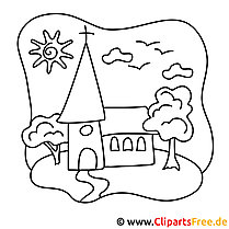 Cuadro de iglesia - dibujos de comunión para colorear e imprimir