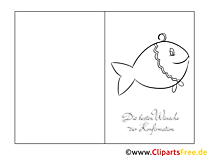 Карточка с улыбкой Рыбы для раскрашивания