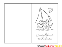 帆船儿童图画卡着色