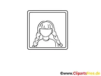 Girl Icon black and white as coloring sheet