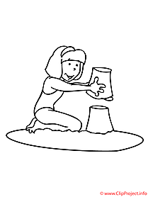 Girl coloring page to print for kindergarten