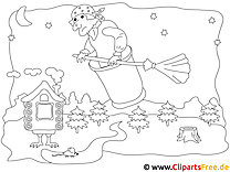 Flying witch - coloring pages and free coloring pages