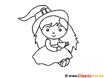 Witch drinking tea picture coloring page to print and color