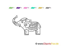 Słoń Malowanie po Numerach dla Dzieci