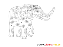 Dibujo de elefante para colorear complicado para adultos