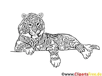 Tiger-ilmainen tulostettava värityssivu aikuisille