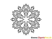 Schneeflocke Muster Mandala-Ausmalbild gratis