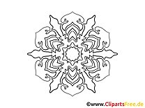 Snowflake pattern mandala template for print and paint