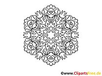 Sketch Snowflake Mandala Coloring Page for Free