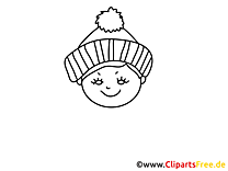रंग पेज लड़की सर्दियों की टोपी के साथ