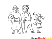 Three generations of people coloring pages