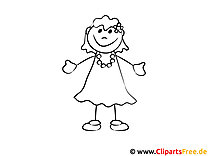 Free printable happy girl coloring page for kids