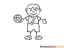 Junge mit dem Ball Ausmalbilder für Kinder kostenlos ausdrucken