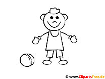 desenho de Menino brincando com a bola para colorir