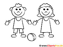 Children playing with the ball coloring pages