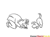 Kleine Hund Detektiv Bild, Clipart, Illustration zum Ausmalen kostenlos