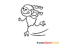 Girl on roller skates coloring page