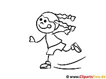 Mädchen läuft auf  Schlittschuhen Ausmalbilder für Kinder kostenlos ausdrucken