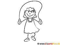Free printable girl with skipping rope coloring page for kids