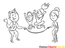 desenho de Pai, mãe e dois filhos desenhando em preto e branco, para colorir