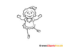 Desenho de menina dançando para colorir