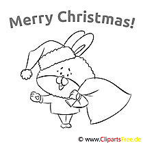 Bunny Sack Merry Christmas Coloring Templates