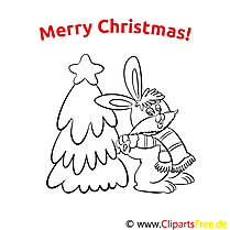 Bunny Christmas Tree Merry Christmas Coloring Sheets, Coloriages