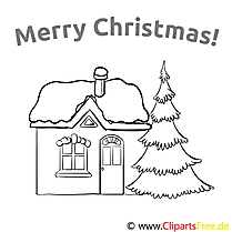 Haus Fichte Merry Christmas Colouring Templates