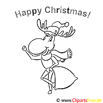 Deer Sack Merry Christmas Coloring Sheets, Coloring Pages