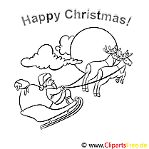 Deer Sleigh Merry Christmas Coloring Sheets, Coloring Pages