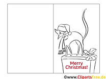 Desenhos para colorir de Natal grátis para presente de gato para crianças