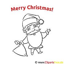 Feliz Navidad Página para colorear Santa Claus bolsa de regalo